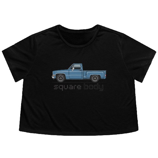 Square Body Blue Flowy Cropped Tees