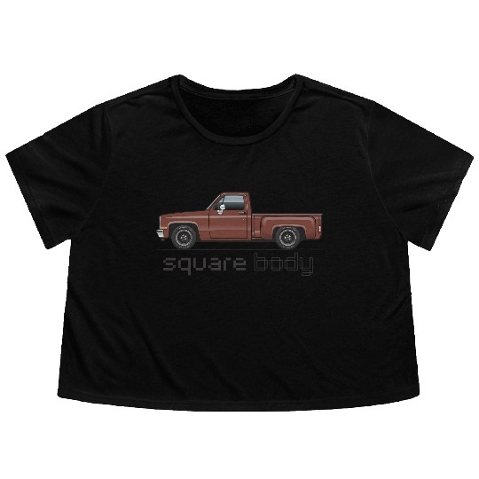 Square Body Dark Brown Flowy Cropped Tees