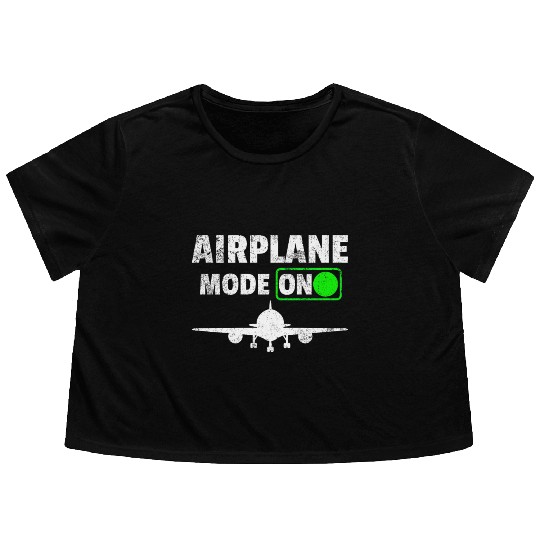 Airplane Plane Pilot Travel Flowy Cropped Tees