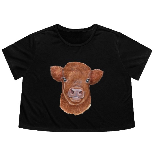 Highland cattle Flowy Cropped Tees