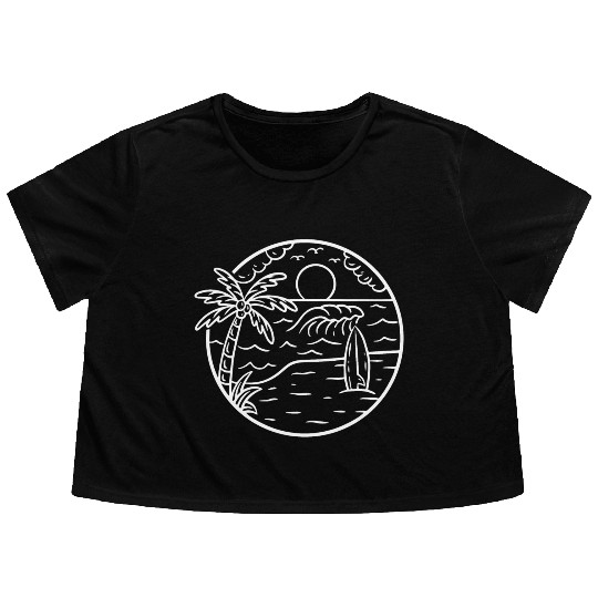 Beach Wave View Sunrise Nature Flowy Cropped Tees