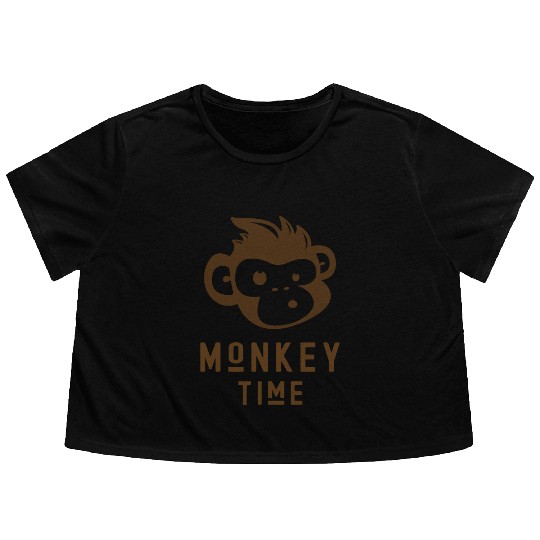 It's Monkey Time Cute Funny Monkey Face Flowy Cropped Tees