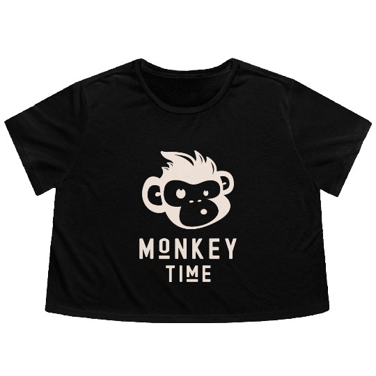It's Monkey Time Cute Funny Monkey Face Flowy Cropped Tees