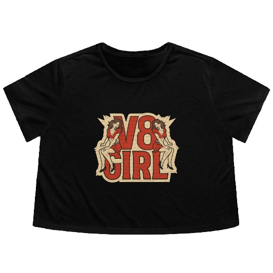 Muscle Car Girl - V8 Girl Flowy Cropped Tees