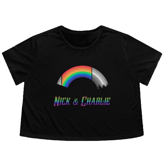 Heartstopper Rainbow LBGTQIA+ Nick and Charlie Flowy Cropped Tees