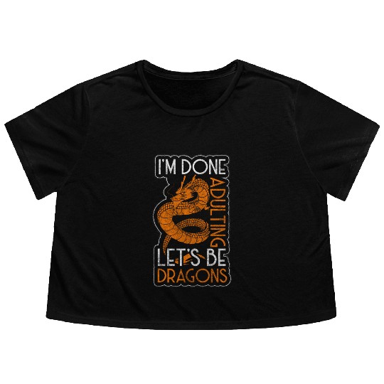 Dragon Black Chinese Dragon Flowy Cropped Tees
