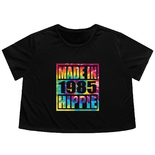 Hippie Birthday 1985 Flowy Cropped Tees