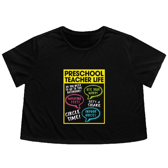 Preschool Teacher Life Flowy Cropped Tees