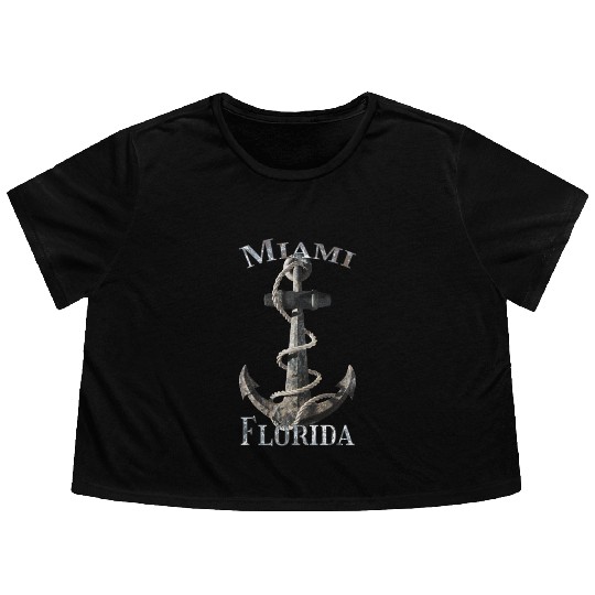 Miami Florida Nautical Anchor Sailing Flowy Cropped Tees
