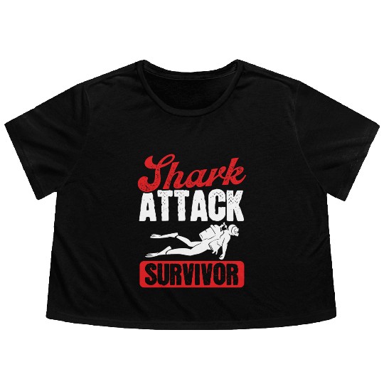 Scuba Diving Shark Attack Survivor Scuba Diver Flowy Cropped Tees