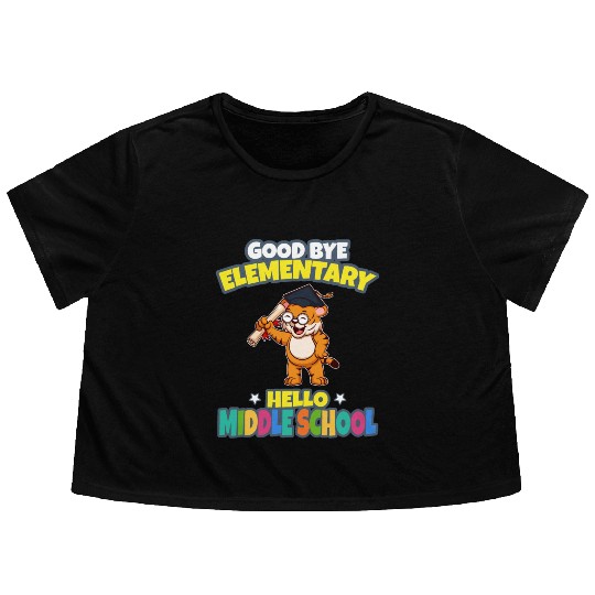 Good Bye Elementary Hello Middle School Graduation Flowy Cropped Tees
