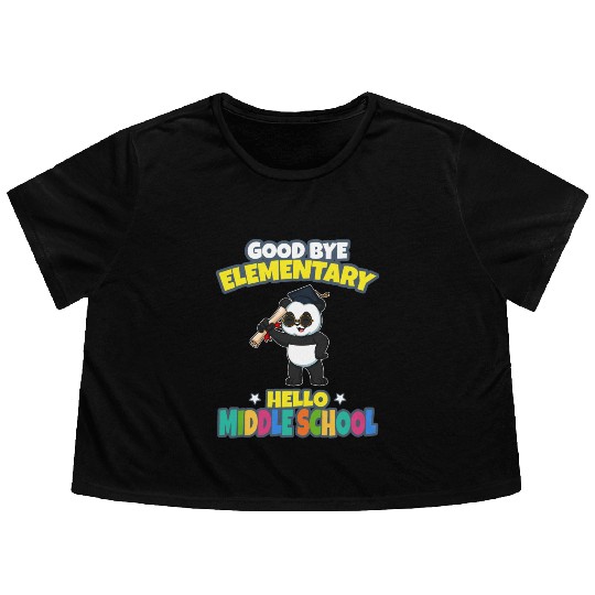 Good Bye Elementary Hello Middle School Graduation Flowy Cropped Tees