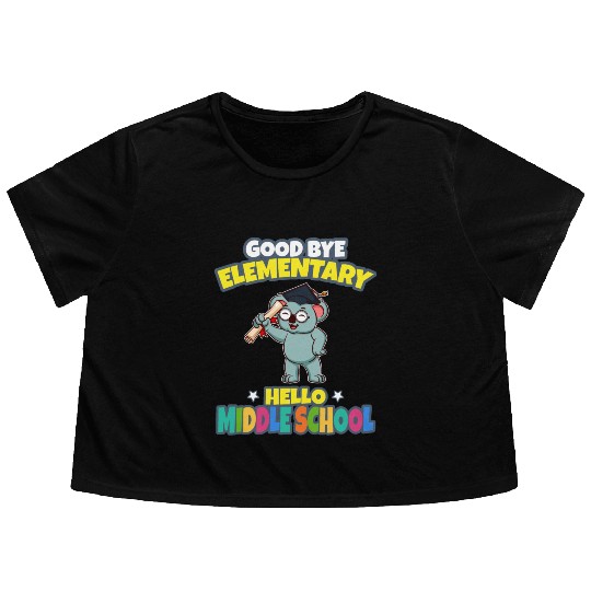 Good Bye Elementary Hello Middle School Graduation Flowy Cropped Tees