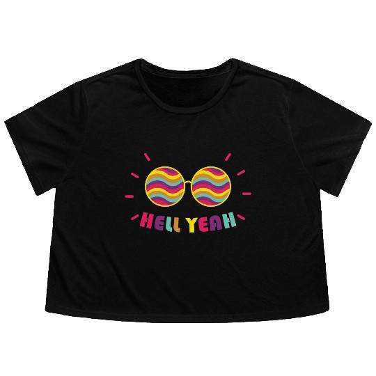 Pride Month - Hell Yeah - Rainbow Glasses Flowy Cropped Tees