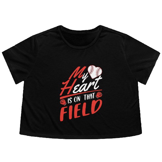 Baseball Mom Son Baseball Lover Flowy Cropped Tees