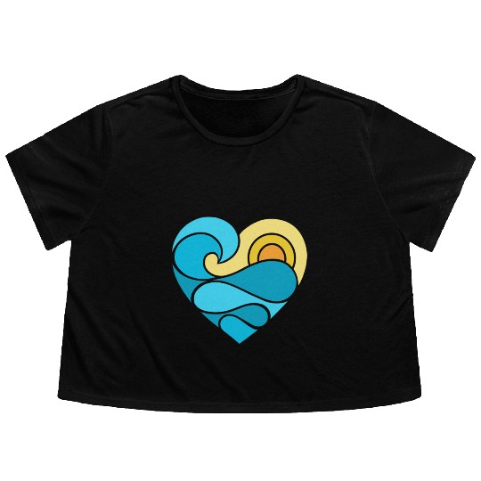 Summer Heart Ocean Flowy Cropped Tees