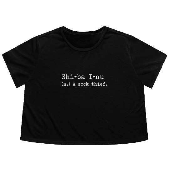 A Sock Thief Shiba Inu Flowy Cropped Tees