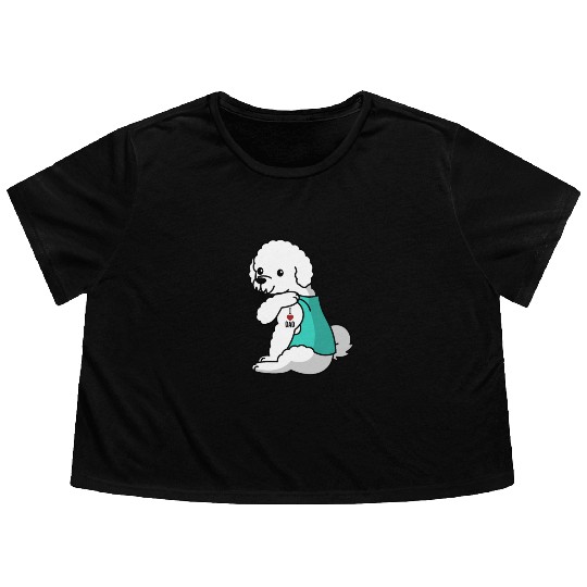 I Love Dad Bichon Frise Flowy Cropped Tees