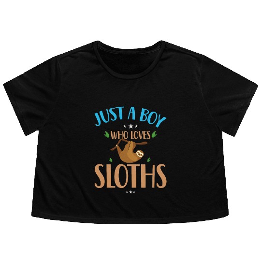 Sloth Sloths, Boy, Trees Flowy Cropped Tees