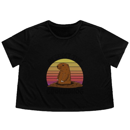Respect The Groundhog Flowy Cropped Tees