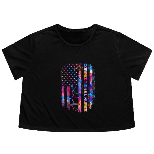 correctional nurse - US flag Flowy Cropped Tees