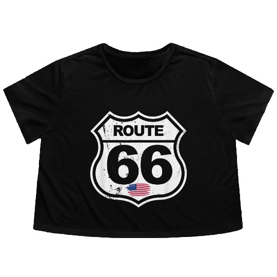 Vintage Route 66 retro style Flowy Cropped Tees