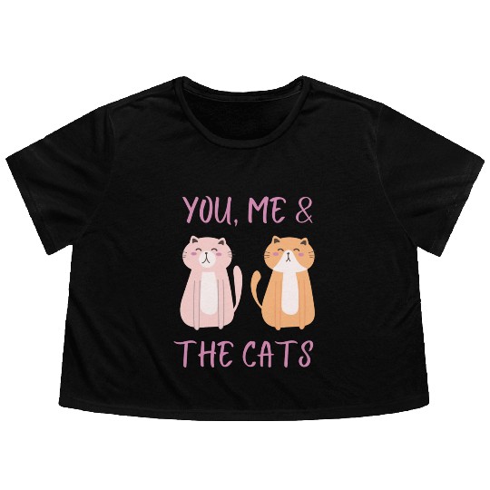 ask me about my cat funny cat Flowy Cropped Tees