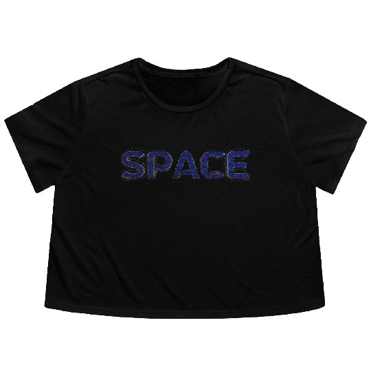 Space Geometric Text Flowy Cropped Tees