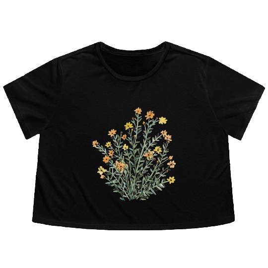 yellow floral sun flower Flowy Cropped Tees