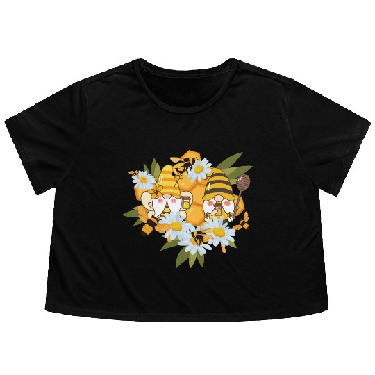 Gardening Gnome Daisy Bees Gnomes Flowers Flowy Cropped Tees