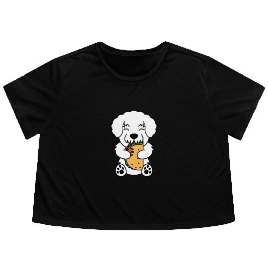 Bichon Frise Taco Lover Flowy Cropped Tees