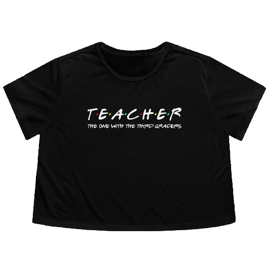 Third Grade Teacher Team Funny Elementary Teaching Flowy Cropped Tees