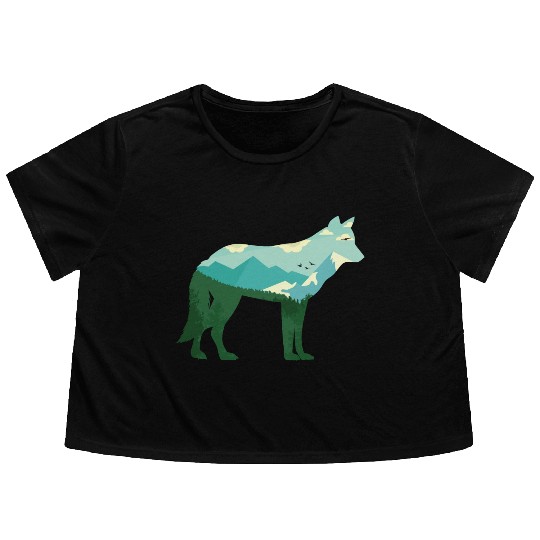 Mountain Wolf Flowy Cropped Tees
