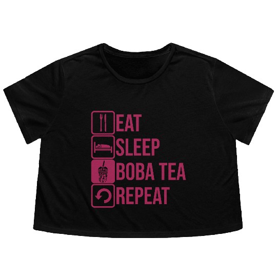 Daily Repeat Boba Tea Flowy Cropped Tees