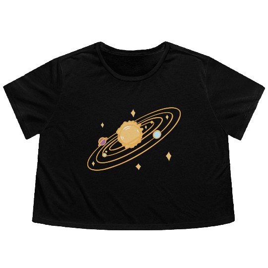 solar system with sparkles doodle Flowy Cropped Tees