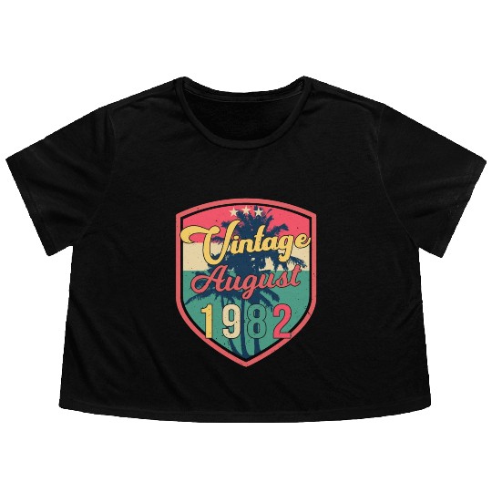40th Anniversary August 1982 Flowy Cropped Tees