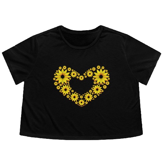 Love sunflower Flowy Cropped Tees