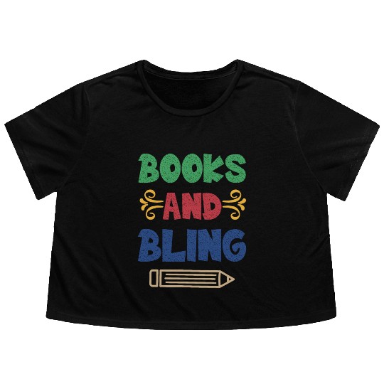 Books And Bling Flowy Cropped Tees