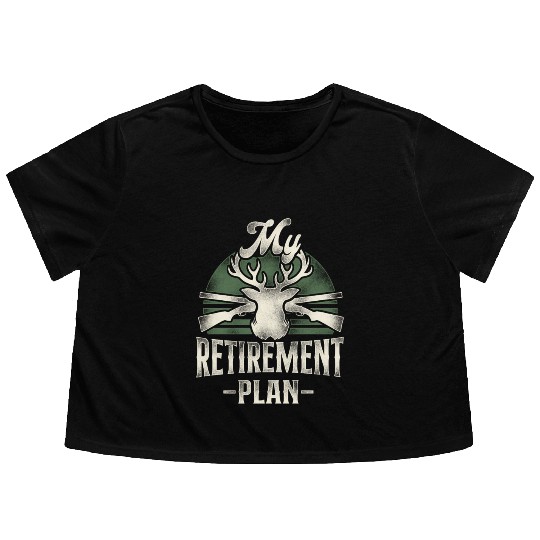 Buck Deer Hunting Hunter Retired Flowy Cropped Tees