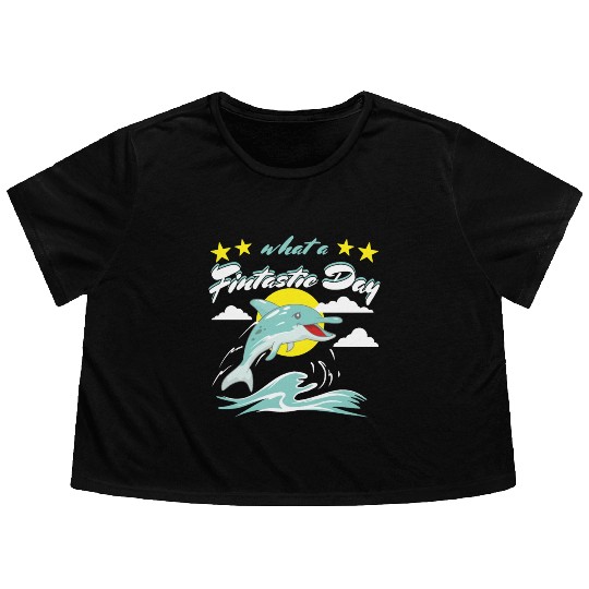 Fintastic Dolphin Flowy Cropped Tees