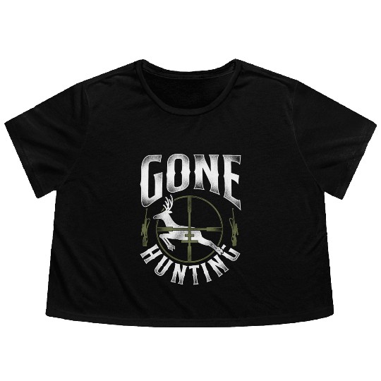 Buck Deer Hunting Hunter Vintage Flowy Cropped Tees