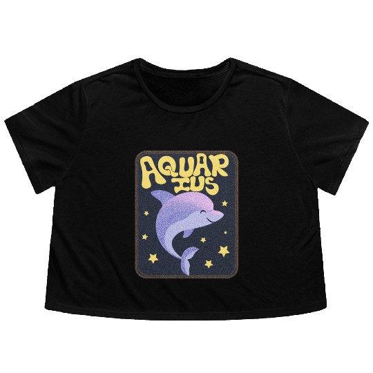 Aquarius Sign Animal Flowy Cropped Tees