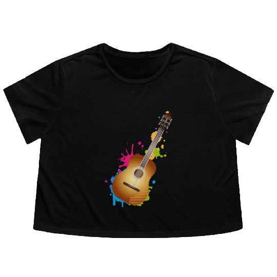 nice colorful acoustic guitar graffiti Flowy Cropped Tees