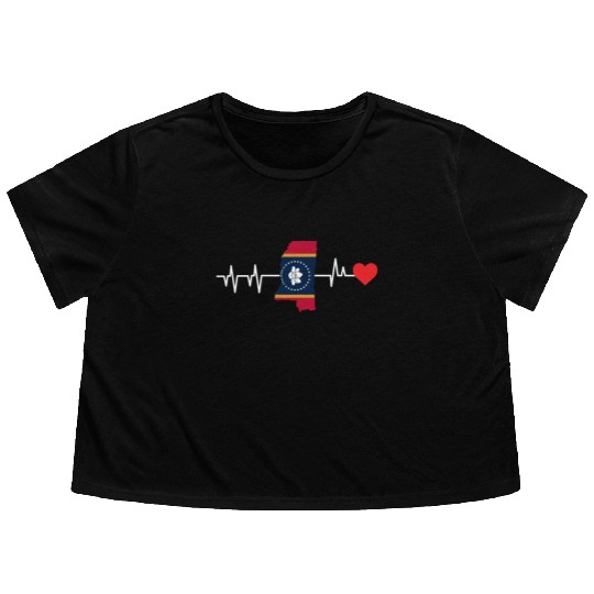 Mississippi Heartbeat Gift Flowy Cropped Tees