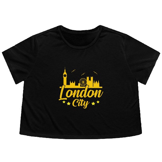 London Funny Gift Idea Flowy Cropped Tees