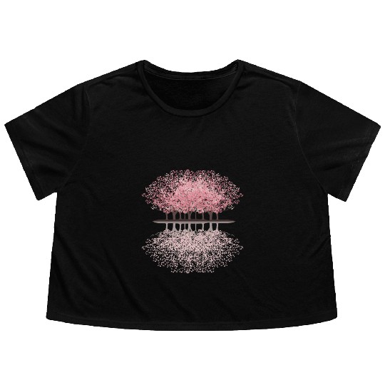 Sakura Blossoms Flower Forest Sakura Blossoms Flow Flowy Cropped Tees
