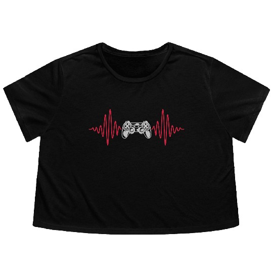 heartbeat console retro controller Flowy Cropped Tees