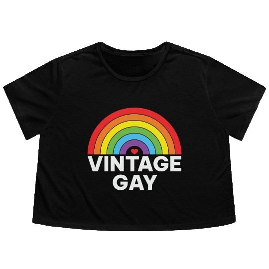 LBGT Flag Gay Pride Human Vintage Rainbow Flowy Cropped Tees