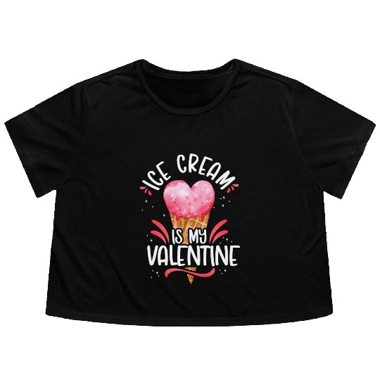 Ice Cream Valentines Day Heart Flowy Cropped Tees