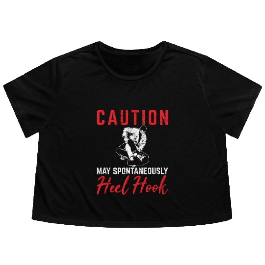 Caution May Spontaneously Heel Hook BJJ Jiu Jitsu Flowy Cropped Tees